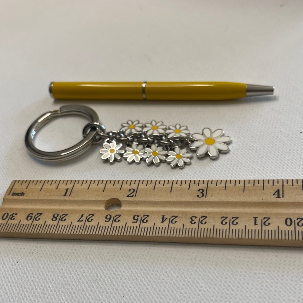 Coach Silver Daisy Keychain with Yellow Accents and Coach Pen - Picture 3 of 5